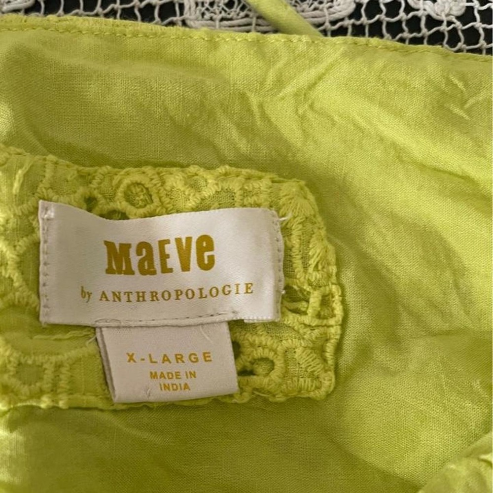 Maeve by Anthropologie Chartreuse Neon Yellow Eyelet Peplum Cami Top Size xl - Picture 3 of 8